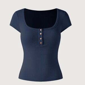 OGL Neck Henley Short Sleeve Brami Top NWT size Medium ORIGINAL PACKAGE